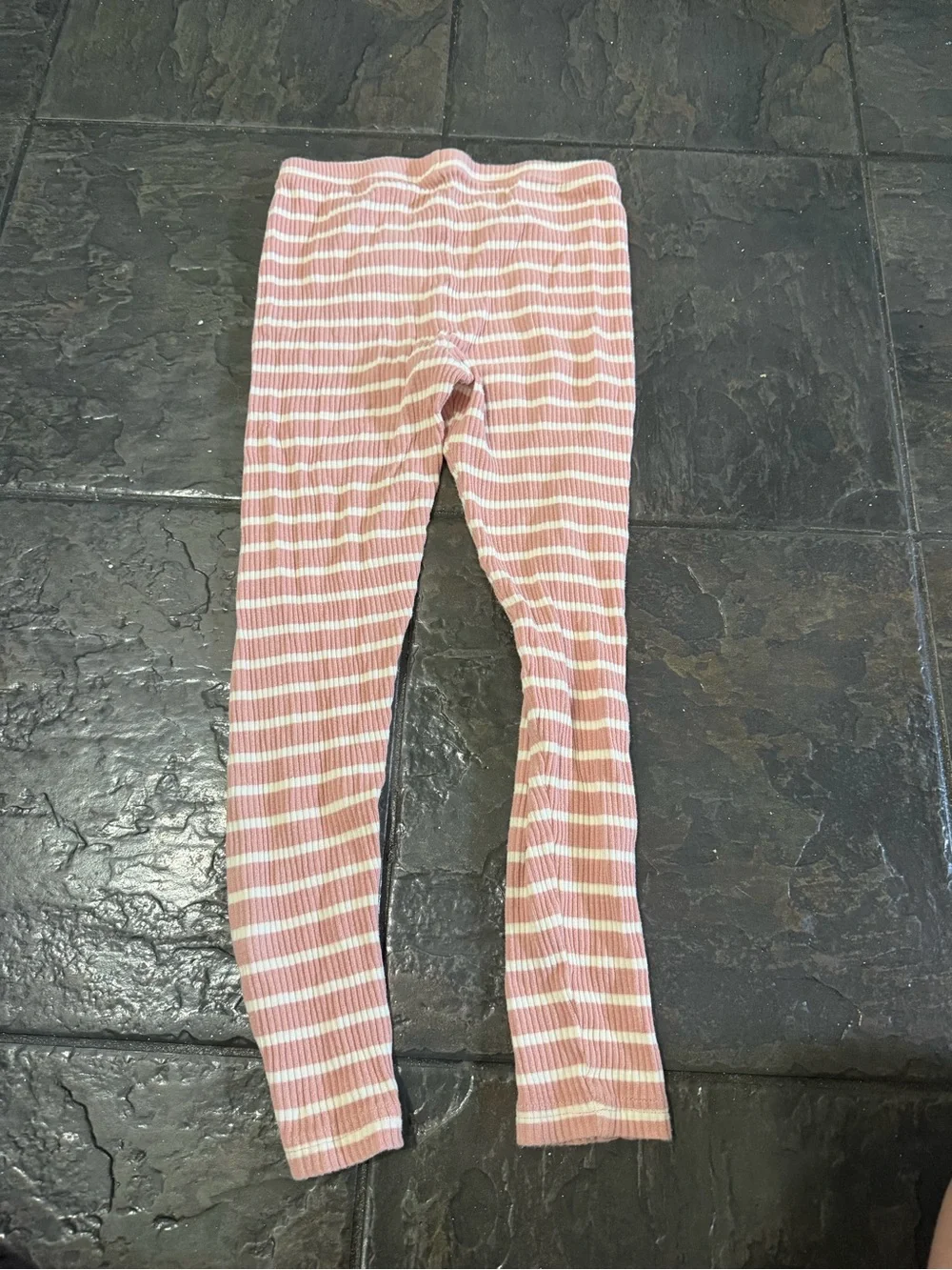 Anauma Girls Ribbed Pink & White Striped Pajama Set Size 7 Cozy Soft